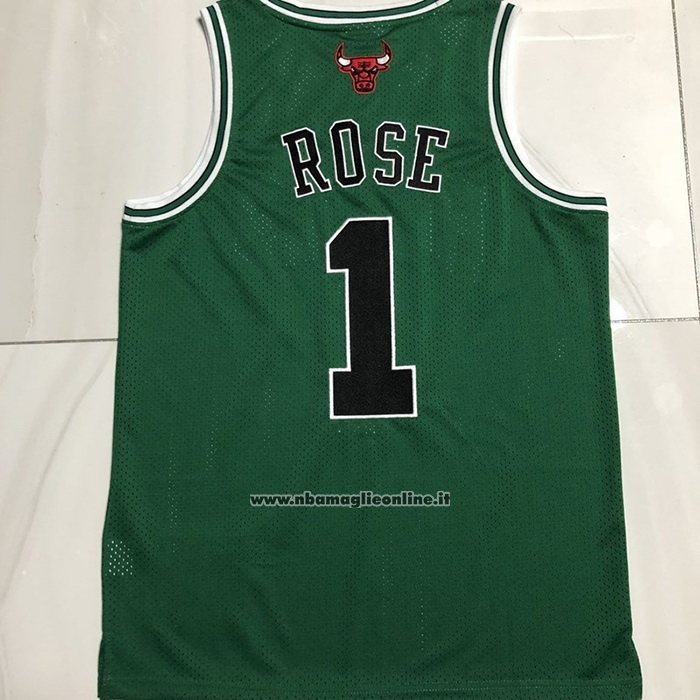 Maglia Chicago Bulls Derrick Rose #1 Mitchel & Ness 2008-09 Verde
